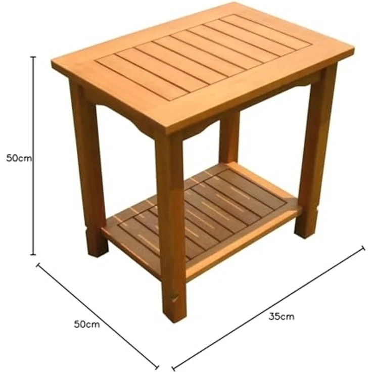 Spetebo Gartentisch Eukalyptus Holz Beistelltisch SANTA CRUZ - 50 cm – Bild 3