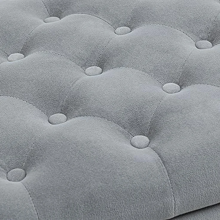 HOMCOM Polsterbank Flurbank, mit Stauraum, in Samtoptik, 126 x 48,5 x 47 cm (Bettbank, 1-St, Sitzbank), für Schlafzimmer, Grau – Bild 10