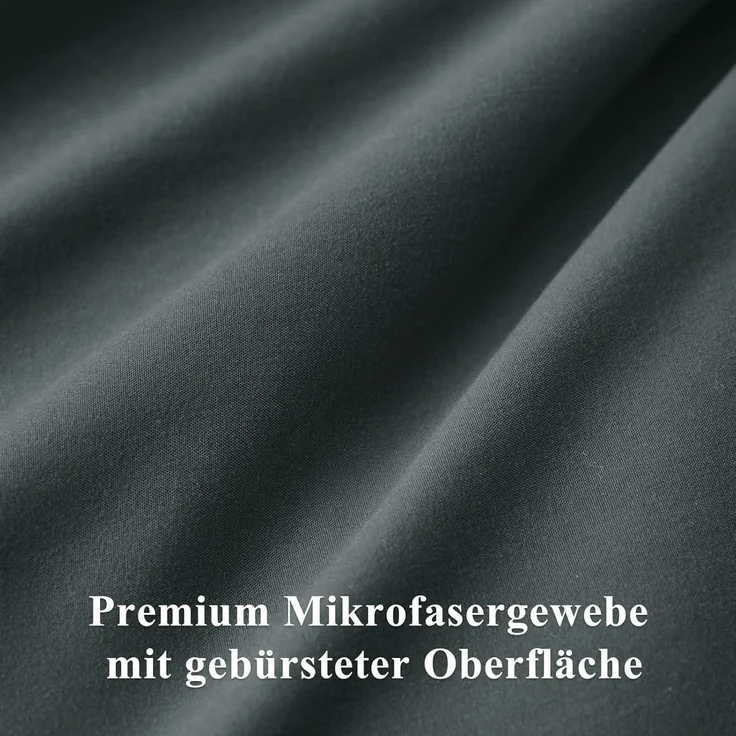 Bettwäsche Set 200x220 Grau Mikrofaser Reißverschluss 3tlg weich & bügelfrei – Bild 7