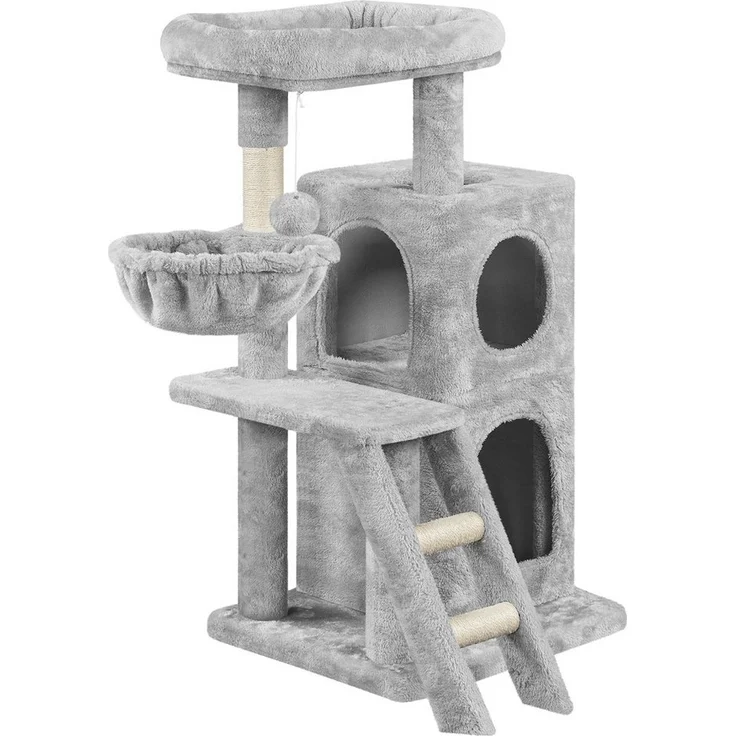 Yaheetech Kratzbaum 94 cm (H), Katzenbaum mit 2 Katzenhöhle, Liegemulde, Hängende Plüschball, Treppe – Bild 1