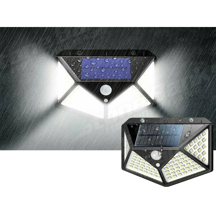 VERK GROUP LED Solarleuchte 100 LED Solarleuchte Bewegungsmelder Außen Solarstrahler 600lm, LED fest integriert, 100 LEDs, Bewegungs- & Dämmerungssensor – Bild 2