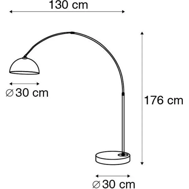 Qazqa Stehlampe Arc-basic, LED wechselbar, E27, Messing, Modern, Stahl, 1-flammig – Bild 2