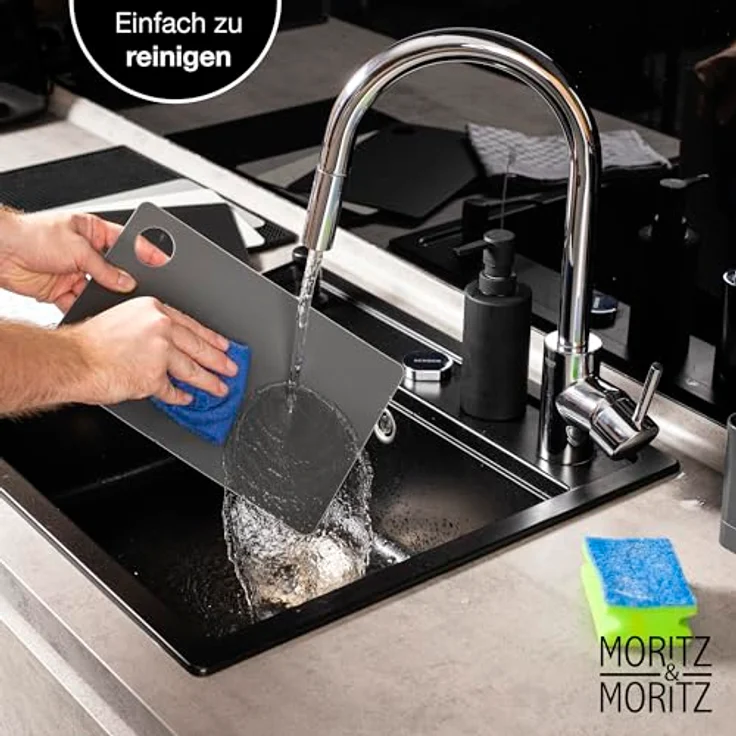 Moritz & Moritz Schneidebrett 4x Schneidematte Küche, Kunststoff, (4er-Set, 4-St), Je 29 x 19 cm - für schnelles Arbeiten – Bild 8