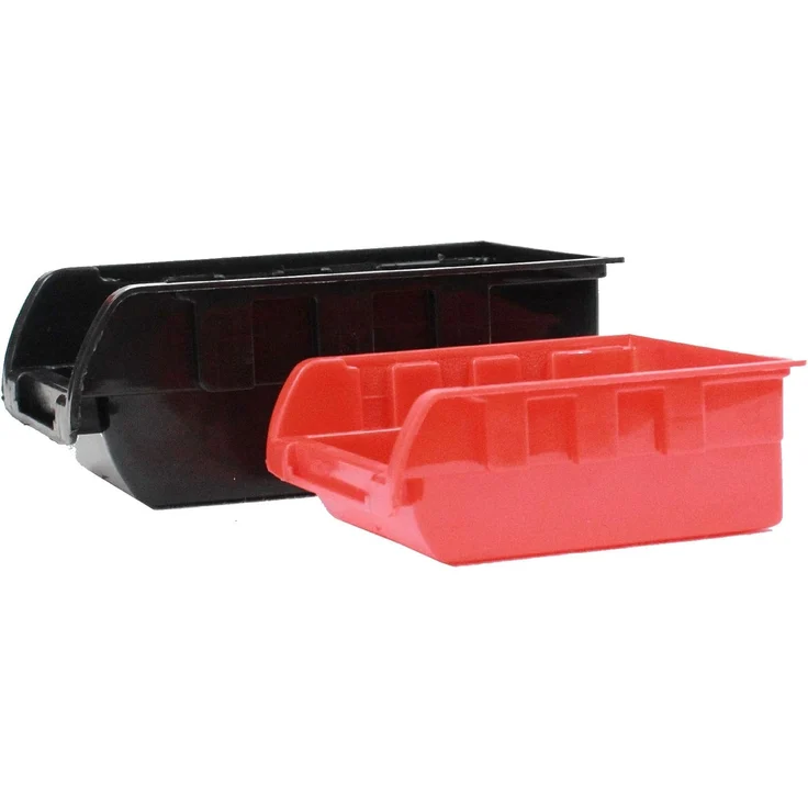 Stapelboxen mit Wandregal rot 32 tlg, Kleinteilemagazin – Bild 5