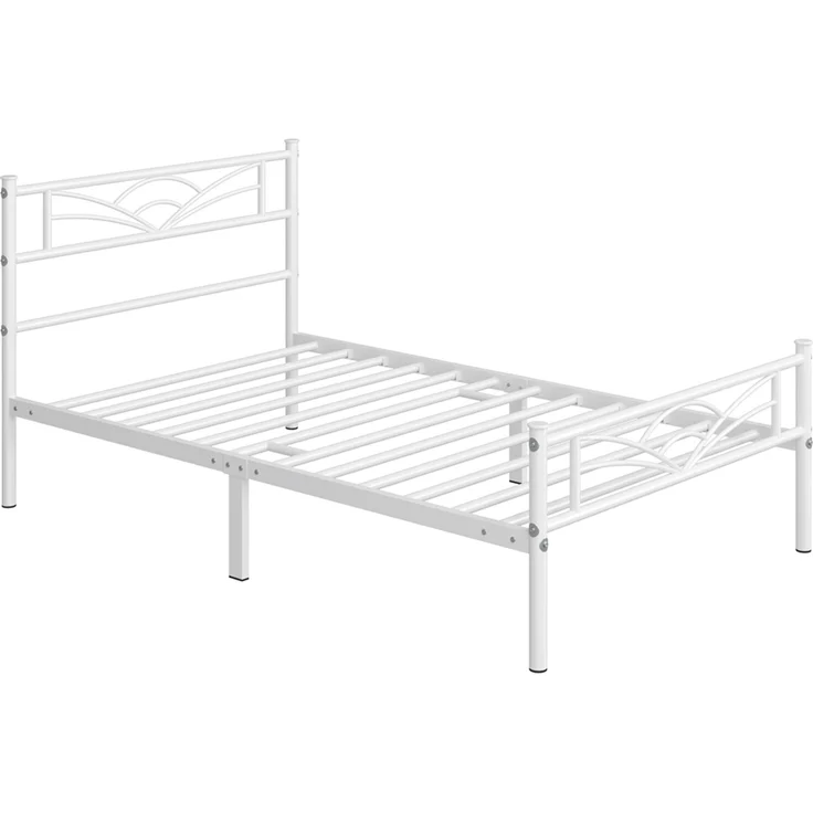Yaheetech Metallbett mit Lattenrost, Wolkenmuster, Weiß, 90x190 cm – Bild 1