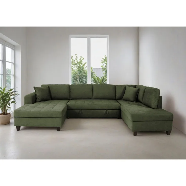 OTTO home Wohnlandschaft Moritz U-Form, B: 324 cm, mit Schlaffunktion, Bettkasten & Zierkissen