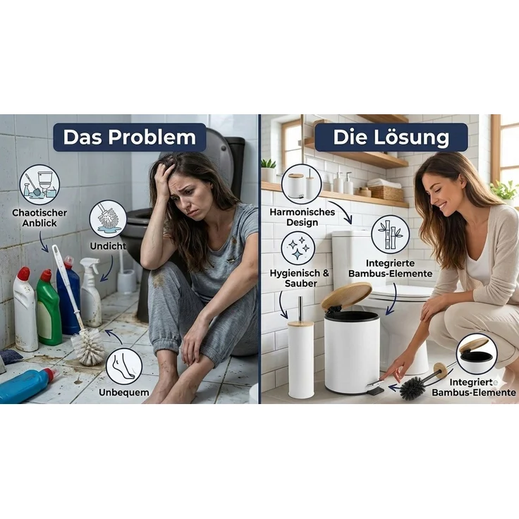 LikeKa Badaccessoire-Set 2 teilig Toilettenbürste und Kosmetikeimer matt mit Absenkautomatik – Bild 3