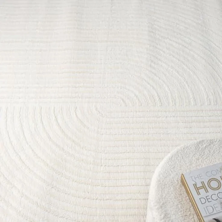 Vimoda Teppich Teppich Wohnzimmer Boho Design dünn kurzflur teppich, Rechteckig, Höhe: 6 mm, Hoch Tief Effekt 3D Teppich, in Creme, Grau &Taupe Läufer Schlafzimmer – Bild 6