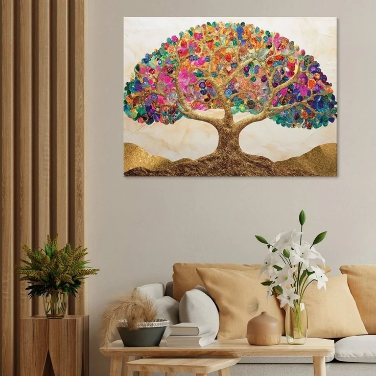 Wallarena Leinwandbild Baum Abstrakt Modern Natur Schlafzimmer, Wohnzimmer 100x70 cm, Baum, 100x70 cm – Bild 2
