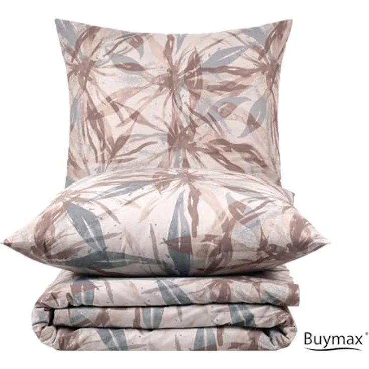 Buymax Bettwäsche Dorina, Bettgarnitur, Bettbezug Set, Renforce: 100% Baumwolle, 3 teilig, mit Reißverschluss, geblümt, Blumen, Beige Braun, 200x200 cm – Bild 7
