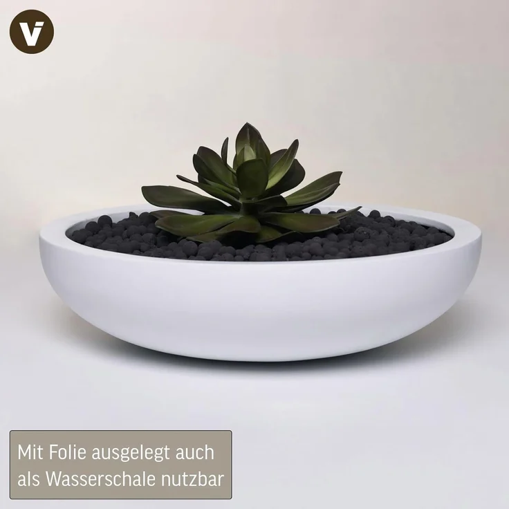 VIVANNO Pflanzschale Fiberglas PLANA Schale, Weiß Matt 43x11 cm – Bild 4