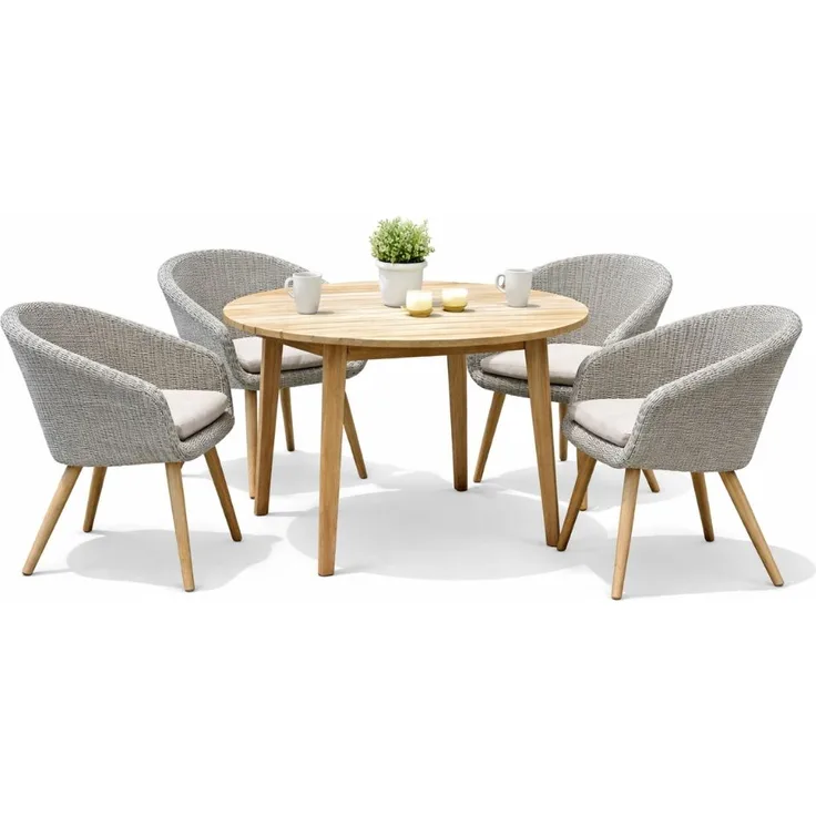 Garten-Sitzgruppe VARNA 5tlg. - Akazie, Braun | Gartenmöbel-Set Gartengarnitur Garten-Essgruppe mit Stühlen und Esstisch
