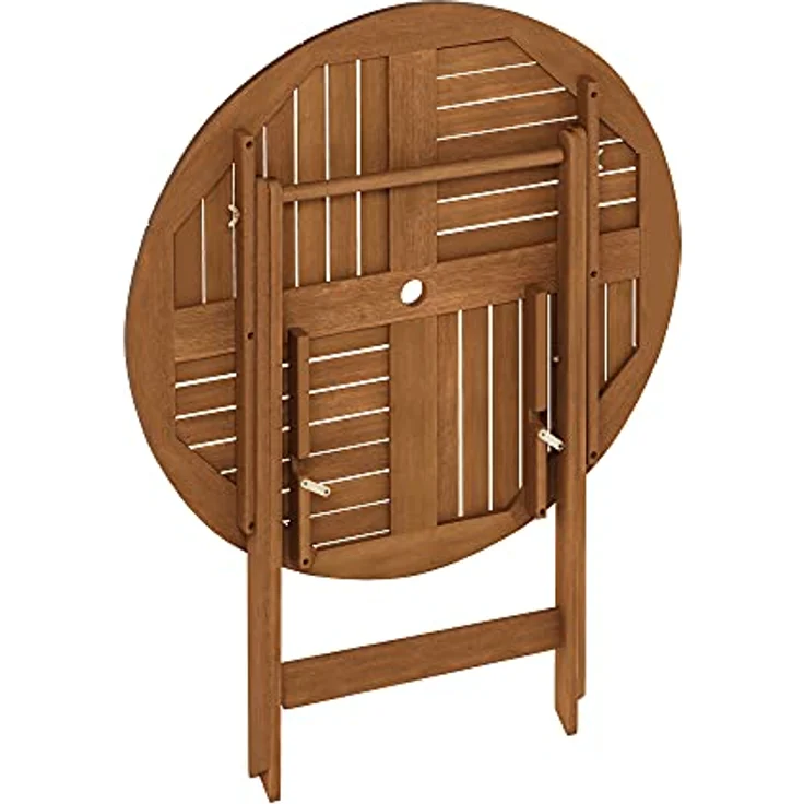 Furinno Tioman Outdoor Klapptisch mit Sonnenschirmloch, Natur, 88,9 x 88,9 x 71,88 cm – Bild 5