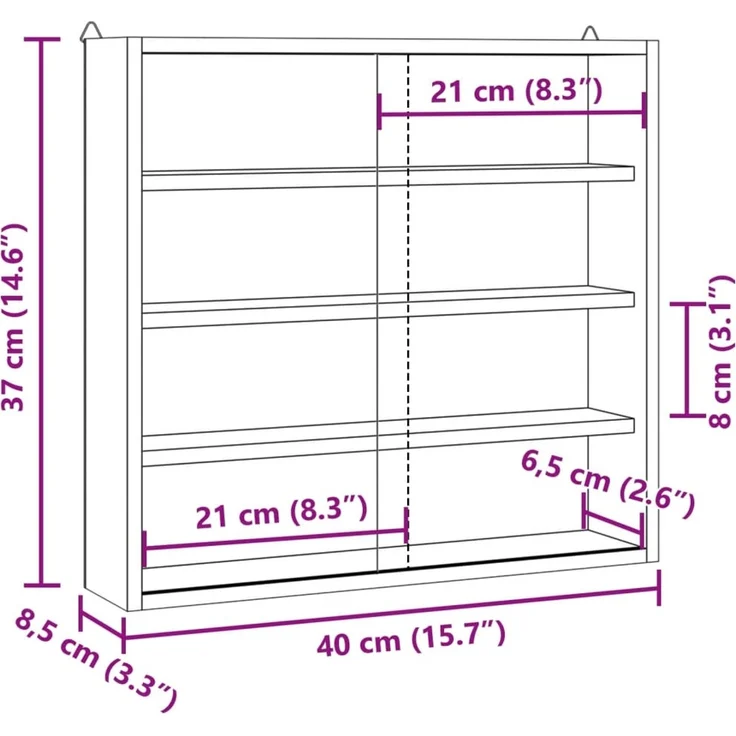 vidaXL Sammlervitrine aus Holz mit Türen 40x8,5x37 cm 4017385 – Bild 9