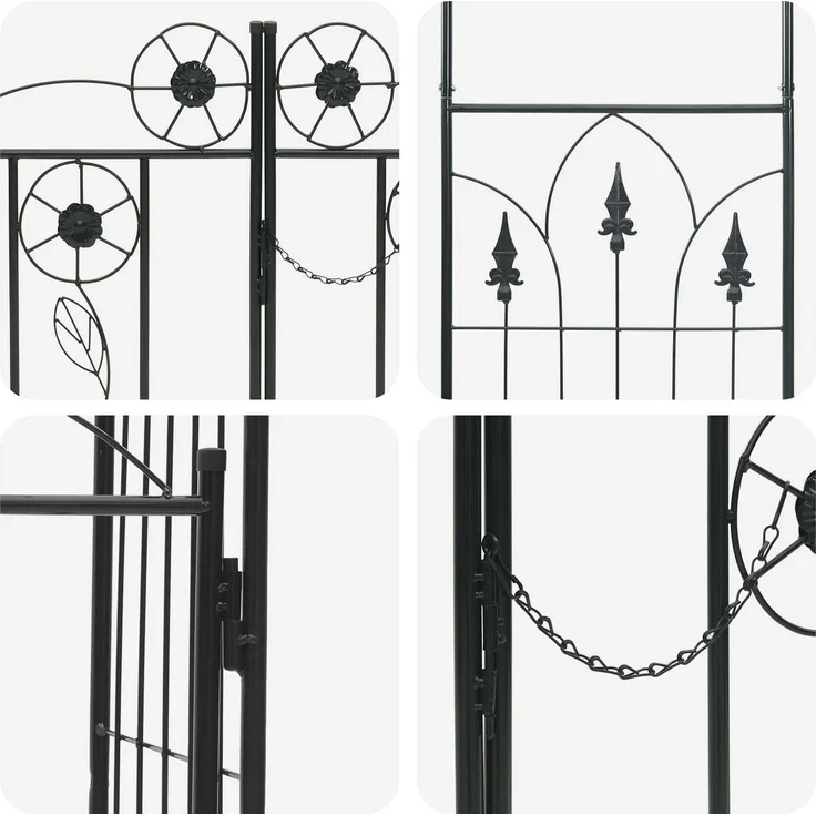 vidaXL Gartenbogen mit Schloss Schwarz 102 x 50 x 218 cm 42021344 – Bild 9