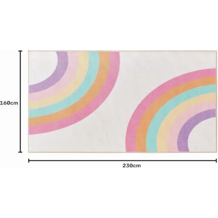 Sonive Rosa Regenbogen Teppich rutschfeste 160x230cm | Krabbelmatte für Wohnzimmer, Schlafzimmer – Bild 2