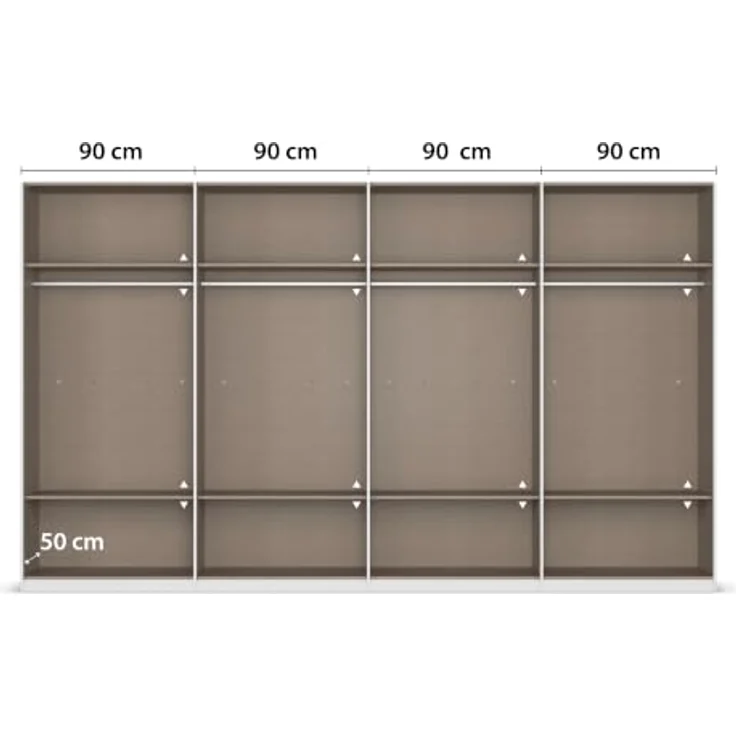 Rauch Möbel LUNIK, Kleiderschrank, Farbe Beige, Breite 360 cm | Schrank mit patentiertem Schnellmontagesystem, 8-türig, Push-to-open-Funktion, Zubehör Classic, Schlafzimmer, Ankleide – Bild 9
