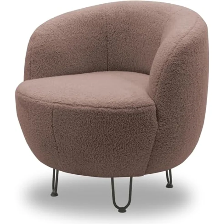 DOMO. collection Sessel Carpa, Polstersessel, Oval, bodenfreies Design, Metall-Drahtfüße in schwarz, Armsessel, Polstergarnitur, 72 x 76 x 72 cm (BxTxH), Altrosa – Bild 11