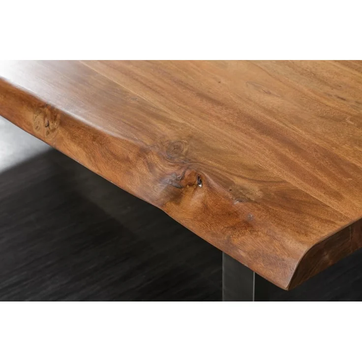 riess-ambiente Baumkantentisch MAMMUT NATURE 200cm honigfarben (natur) / silber (Einzelartikel, 1-St), Massivholz · Edelstahl · Kufen · 6cm Platte · lackiert · Esszimmer – Bild 8