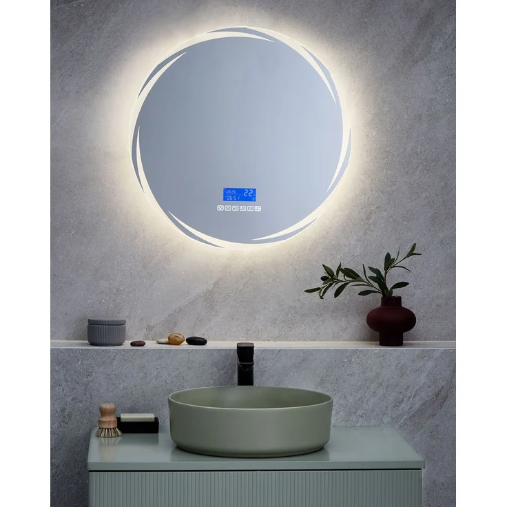 LED-Badezimmer-Spiegel TANAY 60 cm x 60 cm mit Bluetooth-Lautsprecher Silber – Bild 3