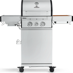 BURNHARD® Gasgrill 2-Brenner 900°C Infrarot-Keramikbrenner, Edelstahl-Grillrost, Grillabdeckung, Edelstahl-Grillwagen, klappbare Seitentische – FRED Jr. Deluxe - Silber - #945965