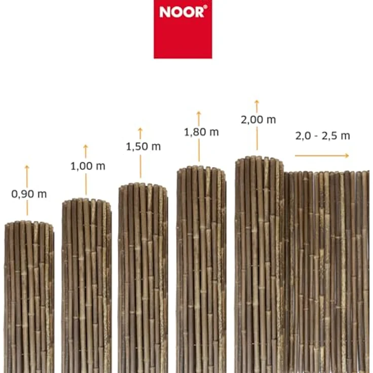 NOOR Bambusmatte Black Edition 1,00x2,50 m I Natürliche Bambus-Sichtschutzmatte mit durchbohrtem Draht für maximale Stabilität I Terrassen- und Balkonwindschutz – Bild 7
