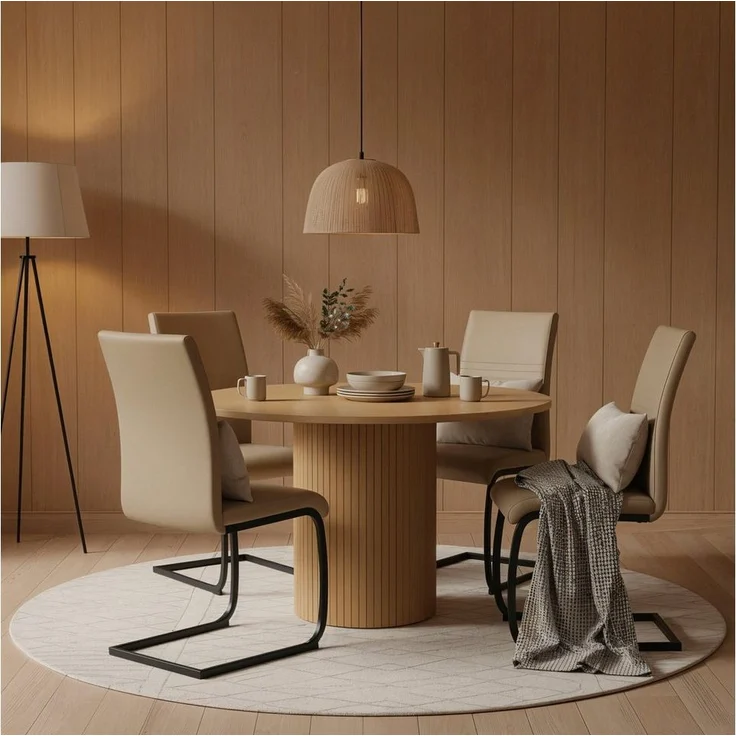 Home affaire Esstisch, Sockel mit Lamellendesign – Bild 1