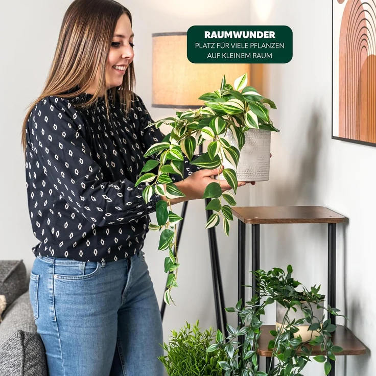eluno Blumenständer Blumenregal aus FSC-zertifiziertem MDF-Holz und Metall – Bild 5
