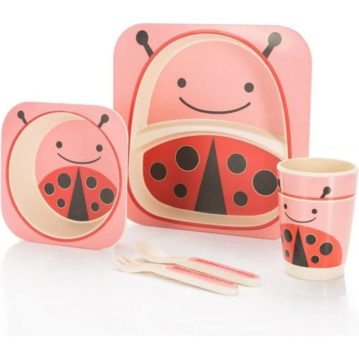 all Kids United Kindergeschirr-Set ALL KIDS UNITED 5-tlg. Kindergeschirr-Set mit Tier-Motiv (5-tlg), BPA-freier Kunststoff, Teller, Schüssel, Besteck, Becher – Bild 4