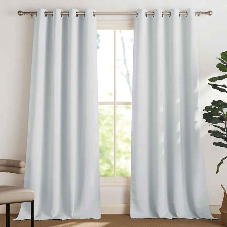 PONY DANCE Thermovorhang gegen Kälte Verdunkelnde Gardinen mit Ösen | 2er Set H300 x B140 cm, Grau-weiß, Abdunkelnde Vorhänge, Kälteschutz, Sichtschutz, UV-Schutz, für Wohnzimmer Schlafzimmer