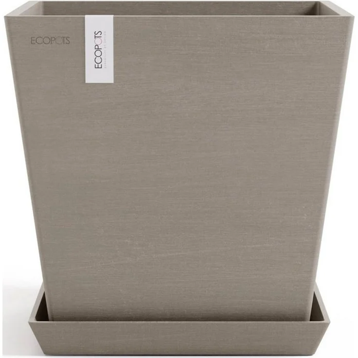 ECOPOTS Blumentopf Rotterdam 25 + Wassersystem Taupe, für innen und außen: frostsicher, bruchsicher und lichtbeständig – Bild 4