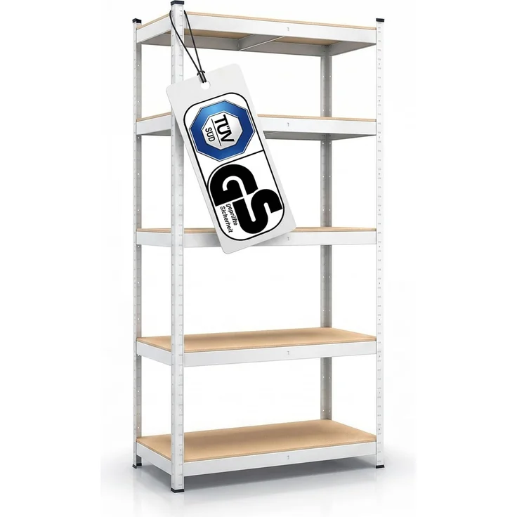 BELKO® Schwerlastregal C114 Weiß, 180x90x40 cm, Lagerregal & Kellerregal, Metallregal mit 5 Böden, Steckregal bis 875kg extrem belastbar (175kg pro Ebene), Werkstattregal