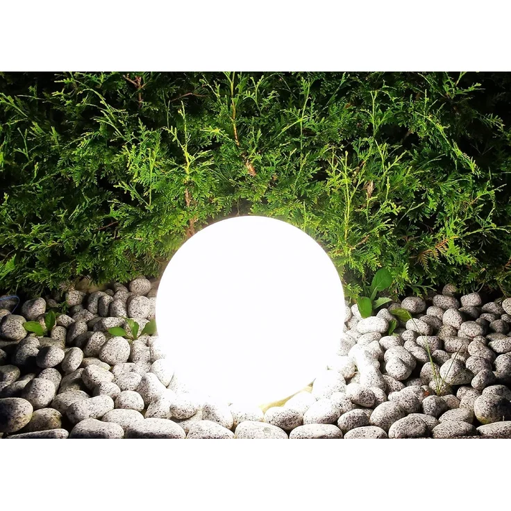 TRANGO LED Kugelleuchte, 1er Set 200WB IP65 Gartenkugel in Weiß matt 20cm Durchmesser inkl. je 1x E27 LED Leuchtmittel *SNOW* Kugellampe inkl. ca. 5 Meter IP44 Kabel, Gartenleuchte, Leuchtkugel, Gartenkugelleuchte, Kugellampe