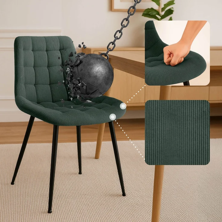 CLP Esszimmerstuhl Sardna Cordbezug gepolstert mit Rückenlehne,grün – Bild 4
