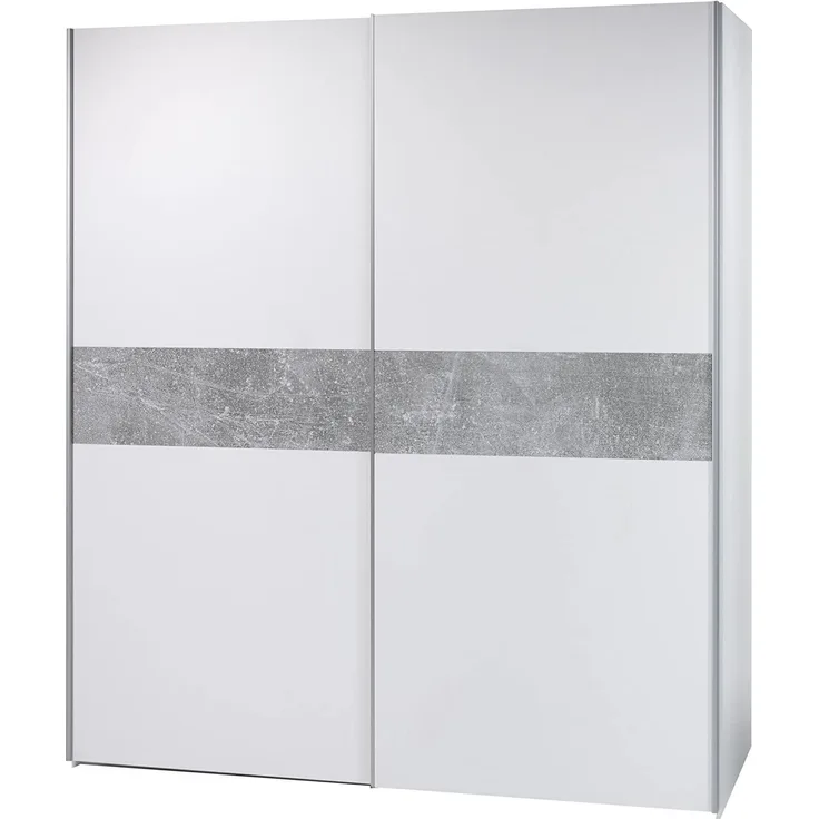 Schwebetürenschrank 170cm Weiß Beton optik