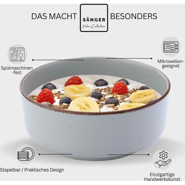 SÄNGER Steingut Schalen Bombay Stone 4 teilig – Bild 4