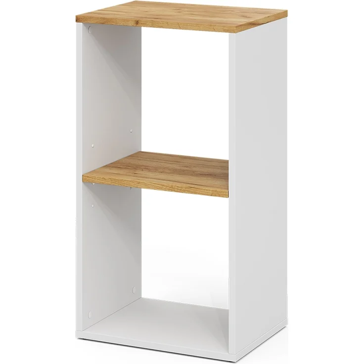 Bücherregal Tomy Weiß/Goldkraft Eiche 40 x 74 cm mit 2 offenen Fächern Vicco – Bild 1
