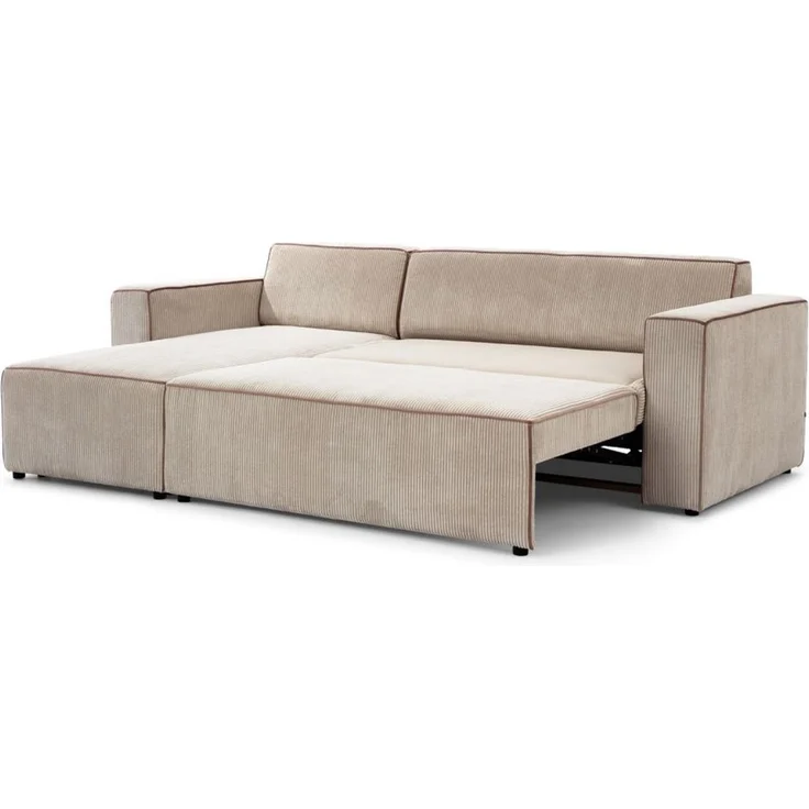 Ecksofa Schlafsofa inkl. Sessel WALDO Stoff Poso Beige Ottomane Links – Bild 4