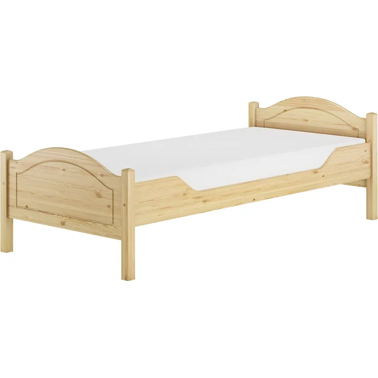 Erst-Holz Einzelbett, Kiefer natur, inkl. Federleisten-Rollrost, 100x200 cm, mit Matratze