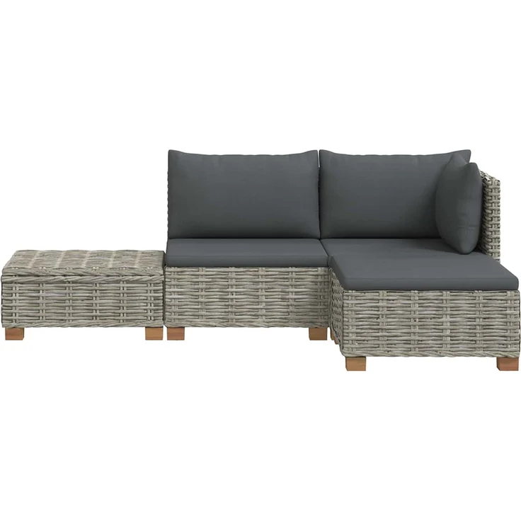 vidaXL 4 stk. Rattan-Lounge-Set mit Kissen GENDT Naturrattan Kubu Grau 3429845 – Bild 9