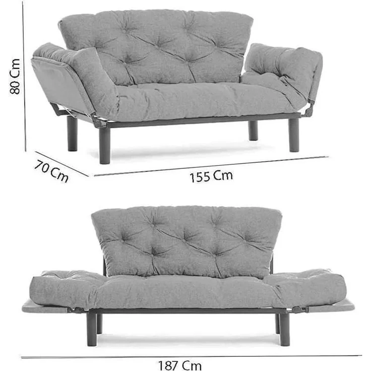 Dmora Schlafsofa 2-Sitzer Zeeusis 155x70 cm Bunt, Stauraum – Bild 2