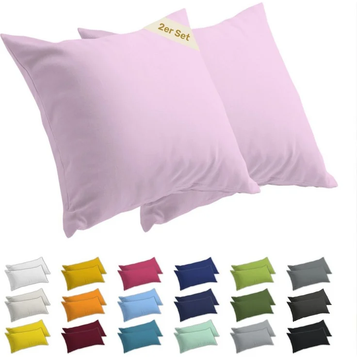 Lavea Kissenbezug 2er Set Kissenhülle Jersey, 100% Baumwolle, Kissenbezüge, (2 Stück), allergikerfreundlich - sicherer YKK-Reißverschluss - waschbar 60°C – Bild 1