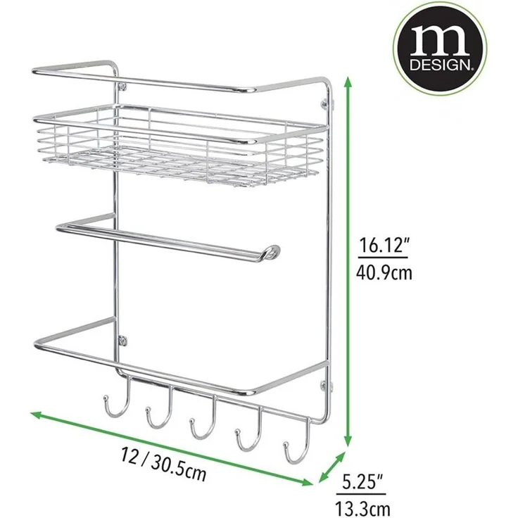 mDesign Küchenrollenhalter Papierrollenhalter Regal Organizer Metall Silber – Bild 2