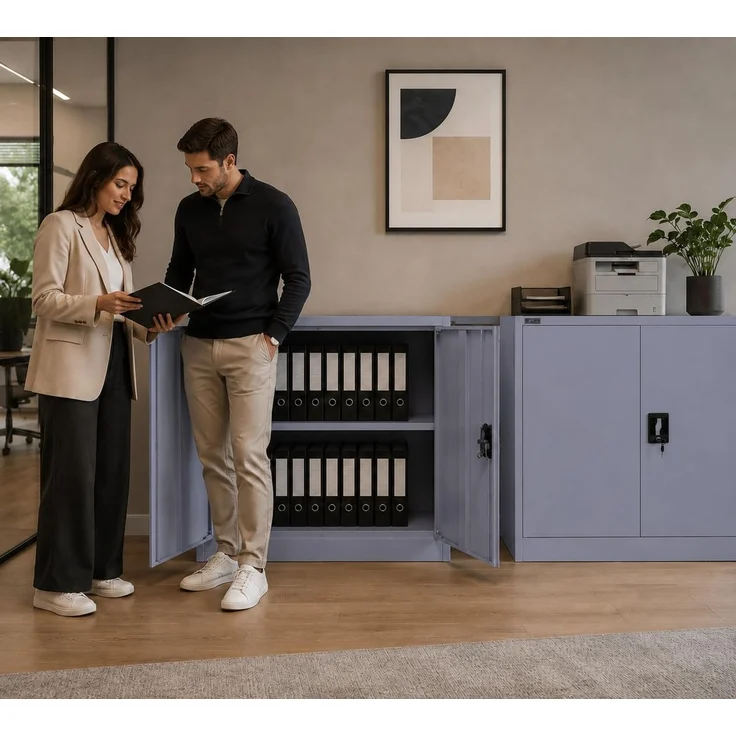 Makika Aktenschrank / Büroschrank abschließbar 40x90x90cm in Anthrazit – Bild 7