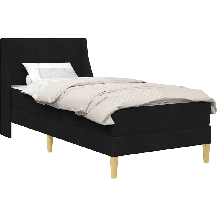 vidaXL Bettgestell mit Matratze Schwarz 90 x 200 cm Polyester 3414716 – Bild 2
