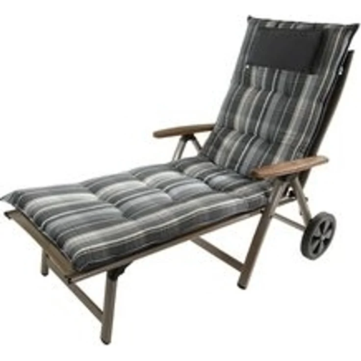 Sun Garden Liegenauflage Rollliege Sylt 90584-700 grau Streifen 188x60x9 cm Sun Garden, (1 St), Eckhaltebänder mit Bindebändern ohne Halteband – Bild 4