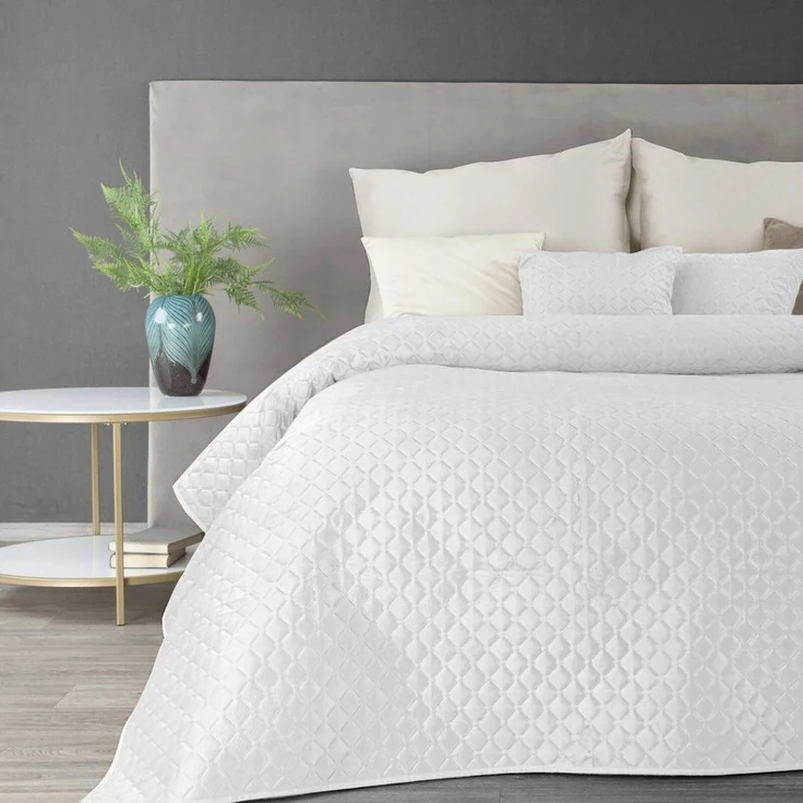 Eurofirany Tagesdecke Gesteppte Decke Velours Karomuster Weicher Überwurf, Eleganter Bettüberwurf Doppelbett – Bild 5