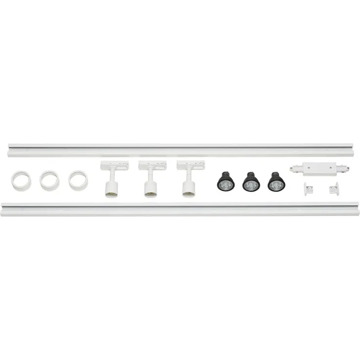 SLV Leuchten No. 143191 1-Phasen Hochvolt-Set 3-flammig weiß 3 x PURI und LED Leuchtmittel