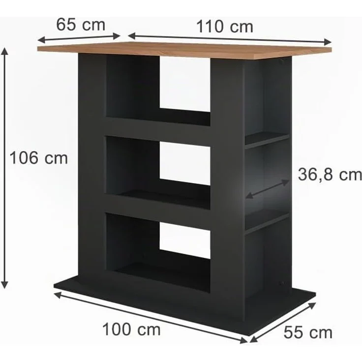 Bartisch Repose Goldkraft Eiche/Anthrazit 110 x 65 cm Vicco – Bild 3