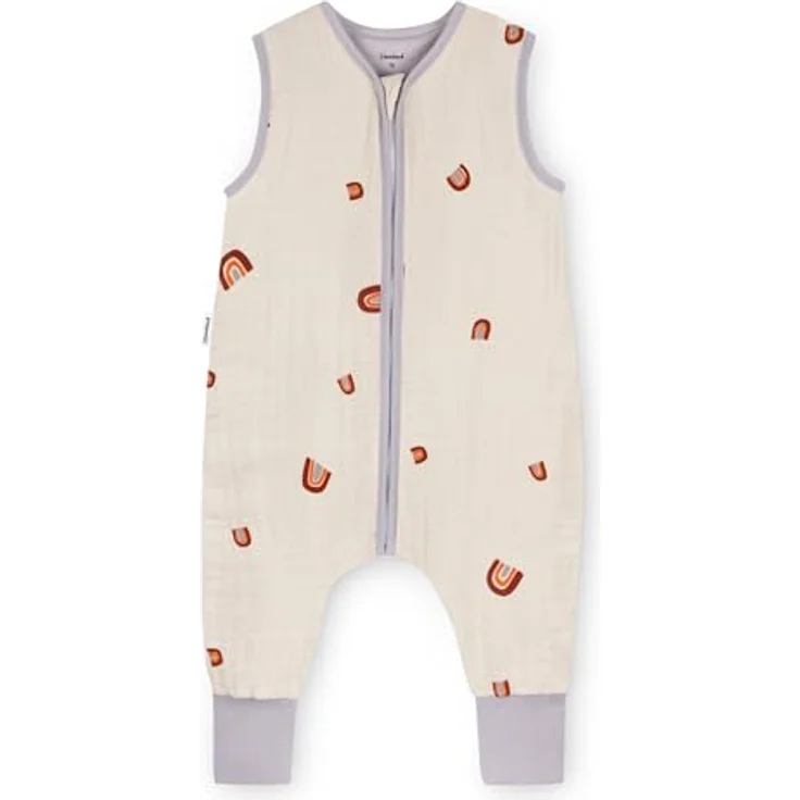 Ehrenkind® Baby Sommerschlafsack mit Füßen Musselin | aus weicher OEKO-TEX zertifizierter Bio-Baumwolle | Sommer Baby Schlafsack 1 TOG Gr. 80 Farbe Natur Regenbogen – Bild 2